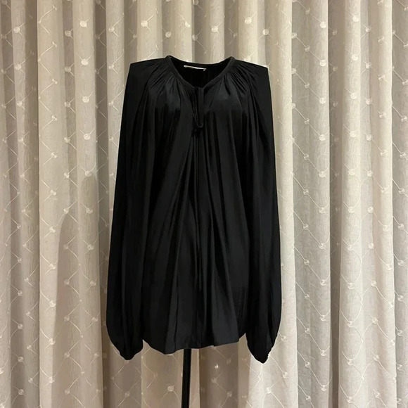 Ramy Brook | Paris LS Silk Peasant Blouse - Black / Sz S - Picture 4 of 11